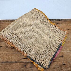 NWOT Payton James Aura Raffia Table Runner 14x56 Beige Scallop Edge